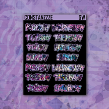 Load image into Gallery viewer, Pink Shatter Go Wild Medium Zombie Full Days of the Week Sticker Sheet