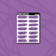 Load image into Gallery viewer, Purple Moon Day Swatch Sticker Sheet