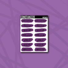 Load image into Gallery viewer, Purple Moon Day Swatch Sticker Sheet