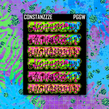 Load image into Gallery viewer, Neon Go Wild Wide Drippie Header Sticker Sheet