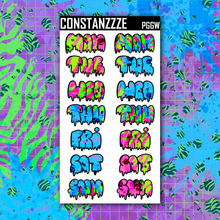 Load image into Gallery viewer, Jumbo Neon Go Wild Drippy Days of the Week Sticker Sheet