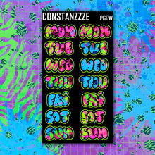 Load image into Gallery viewer, Jumbo Neon Go Wild Bubble Days of the Week Sticker Sheet