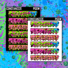 Load image into Gallery viewer, Neon Go Wild Wide Drippie Header Sticker Sheet