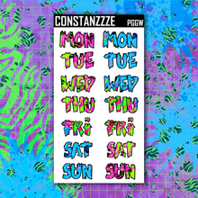 Load image into Gallery viewer, Jumbo Neon Go Wild Zombie Days of the Week Sticker Sheet