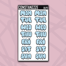 Load image into Gallery viewer, Jumbo Pastel Drippy Days of the Week Sticker Sheet