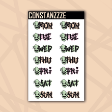 Load image into Gallery viewer, Large Pastel Oogie Days of the Week Sticker Sheet