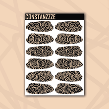 Load image into Gallery viewer, Pastel Swirlies Over Black Medium Swatch Sticker Sheet