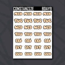 Load image into Gallery viewer, Bubble Letter Days of the Week Sticker Sheet