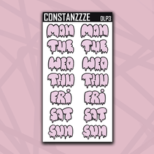 Load image into Gallery viewer, Jumbo Pastel Drippy Days of the Week Sticker Sheet