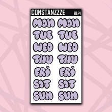 Load image into Gallery viewer, Jumbo Pastel Bubble Days of the Week Sticker Sheet