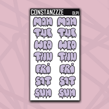 Load image into Gallery viewer, Jumbo Pastel Drippy Days of the Week Sticker Sheet