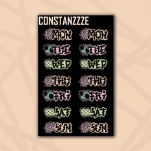 Load image into Gallery viewer, Large Pastel Sally Days of the Week Sticker Sheet