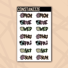 Load image into Gallery viewer, Large Pastel Sally Days of the Week Sticker Sheet