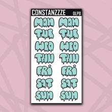 Load image into Gallery viewer, Jumbo Pastel Drippy Days of the Week Sticker Sheet