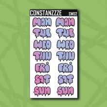 Load image into Gallery viewer, Jumbo Summer Waves Drippy Days of the Week Sticker Sheet