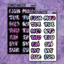 Load image into Gallery viewer, Jumbo Pink Shatter Go Wild Bubble Days of the Week Sticker Sheet