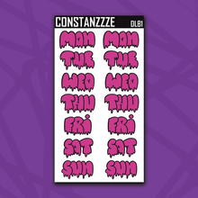 Load image into Gallery viewer, Jumbo Brights Drippy Days of the Week Sticker Sheet