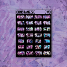 Load image into Gallery viewer, Pink Shatter Go Wild Small Drippy Days of the Week Sticker Sheet