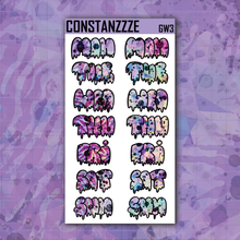 Load image into Gallery viewer, Jumbo Pink Shatter Go Wild Drippy Days of the Week Sticker Sheet