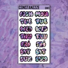 Load image into Gallery viewer, Jumbo Pink Shatter Go Wild Bubble Days of the Week Sticker Sheet