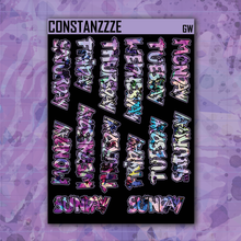 Load image into Gallery viewer, Jumbo Pink Shatter Go Wild Zombie Full Days of the Week Sticker Sheet