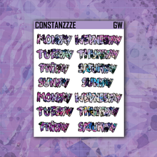 Load image into Gallery viewer, Pink Shatter Go Wild Medium Zombie Full Days of the Week Sticker Sheet