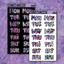 Load image into Gallery viewer, Jumbo Pink Shatter Go Wild Zombie Days of the Week Sticker Sheet
