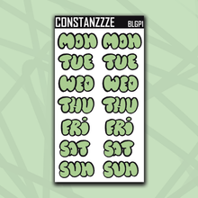 Load image into Gallery viewer, Jumbo Plantchette Bubble Days of the Week Sticker Sheet
