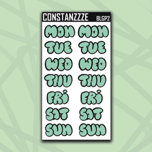 Load image into Gallery viewer, Jumbo Plantchette Bubble Days of the Week Sticker Sheet