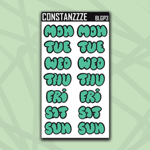 Load image into Gallery viewer, Jumbo Plantchette Bubble Days of the Week Sticker Sheet