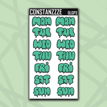 Load image into Gallery viewer, Jumbo Plantchette Drippy Days of the Week Sticker Sheet