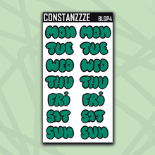 Load image into Gallery viewer, Jumbo Plantchette Bubble Days of the Week Sticker Sheet