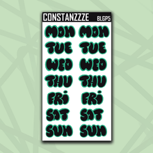 Load image into Gallery viewer, Jumbo Plantchette Bubble Days of the Week Sticker Sheet