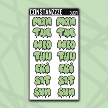 Load image into Gallery viewer, Jumbo Plantchette Drippy Days of the Week Sticker Sheet