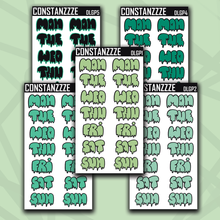 Load image into Gallery viewer, Jumbo Plantchette Drippy Days of the Week Sticker Sheet