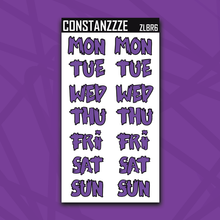 Load image into Gallery viewer, Jumbo Brights Zombie Days of the Week Sticker Sheet