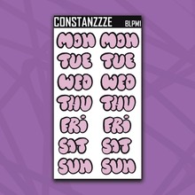 Load image into Gallery viewer, Jumbo Purple Moon Bubble Days of the Week Sticker Sheet