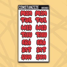 Load image into Gallery viewer, Jumbo 318 Drippy Days of the Week Sticker Sheet