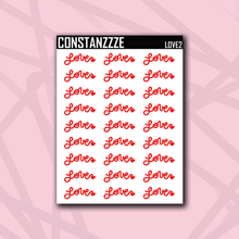 Load image into Gallery viewer, Love Hand Lettered Sticker Sheet (choose your color)