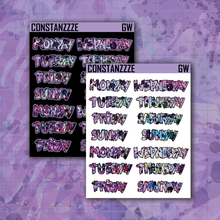 Load image into Gallery viewer, Pink Shatter Go Wild Medium Zombie Full Days of the Week Sticker Sheet