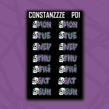 Load image into Gallery viewer, Large Skull Zombie Days of the Week Sticker Sheet