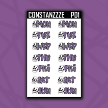 Load image into Gallery viewer, Large Skull Zombie Days of the Week Sticker Sheet