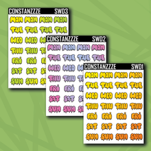 Load image into Gallery viewer, Summer Waves Drippy Days of the Week Sticker Sheet