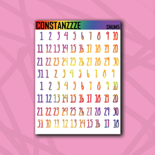 Load image into Gallery viewer, Small Pride Number Sticker Sheet