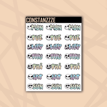 Load image into Gallery viewer, Pastel Jack Zombie Days of the Week Sticker Sheet