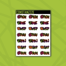 Load image into Gallery viewer, Traditional Sally Days of the Week Sticker Sheet