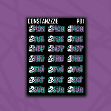Load image into Gallery viewer, Skull Zombie Days of the Week Sticker Sheet