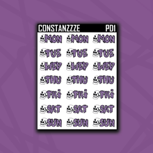 Load image into Gallery viewer, Skull Zombie Days of the Week Sticker Sheet