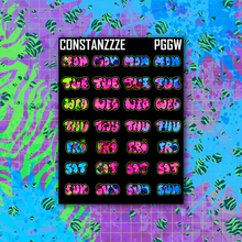 Load image into Gallery viewer, Neon Go Wild Small Bubble Days of the Week Sticker Sheet