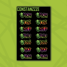 Load image into Gallery viewer, Large Traditional Oogie Days of the Week Sticker Sheet